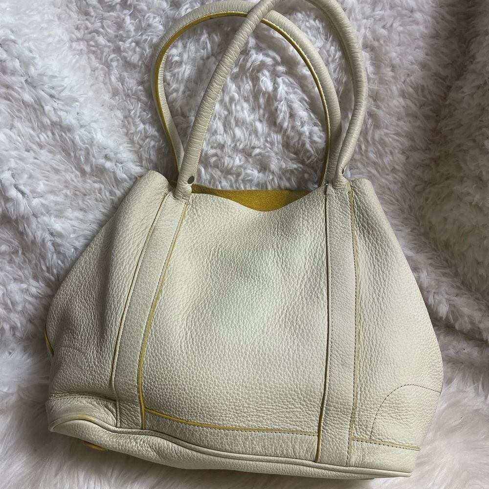 J Crew Borge Garveri Pebbled Leather off White Uptown large Tote. - Picture 2 of 16